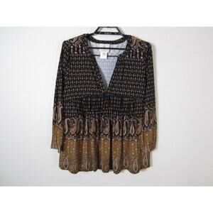 Muche Muchette Top Womens Size One‎ Size Boho Paisley Multicolor Long Sleeve